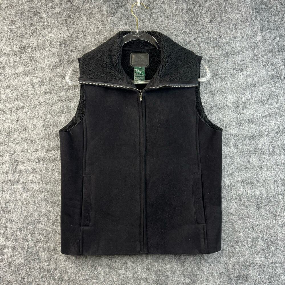Ralph Lauren Vest Black Label Womens Medium‎ Zip Faux Fur Suede